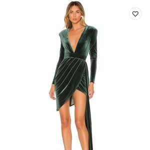 Michael Costello Geneva Mini Dress. XS. Emerald Green